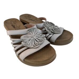 Umberto Raffini Leather Cream Size 40 slide sandal flower Preowned